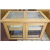 Image 1 : Wooden Glass-Top 2-Door Display Cabinet w/ 4 Interior Drawers 38" x 26" x 29"H (no key, open)