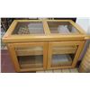 Image 1 : Wooden Glass-Top 2-Door Display Cabinet w/ 4 Interior Drawers 38" x 26" x 29"H (no key, open)