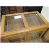 Image 2 : Wooden Glass-Top 2-Door Display Cabinet w/ 4 Interior Drawers 38" x 26" x 29"H (no key, open)