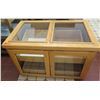 Image 1 : Wooden Glass-Top 2-Door Display Cabinet w/ 4 Interior Drawers 38" x 26" x 29"H (no key, open)