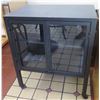 Image 1 : Black Metal Double-Door Cabinet w/ Interior Shelving, Glass Doors 30" x 20" x 34"H