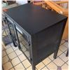 Image 2 : Black Metal Double-Door Cabinet w/ Interior Shelving, Glass Doors 30" x 20" x 34"H