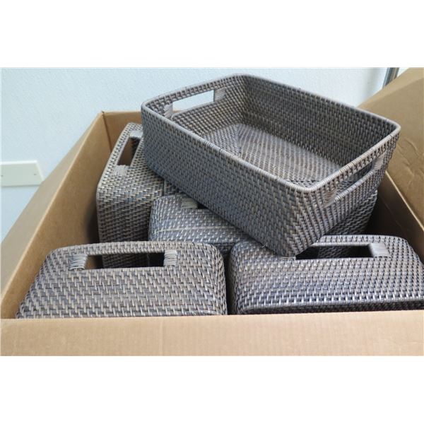 Qty 8 New Woven Shoe Boxes w/ Inset Handles 13"x10"x4.5"H