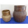 Image 1 : Qty 2 Woven Vessels: Small 6.5" Dia, 9.5"H & 9" Dia,13.5"H
