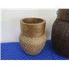 Image 2 : Qty 2 Woven Vessels: Small 6.5" Dia, 9.5"H & 9" Dia,13.5"H