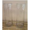Image 1 : Qty 2 Tall Glass Cylinder Vases 6" Dia, 18"H
