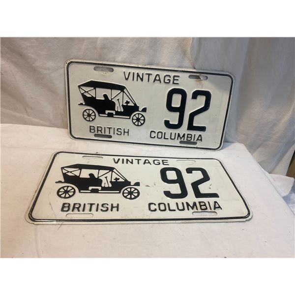 Vintage BC license plates