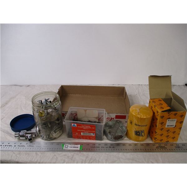 Filter, nails, jar with misc