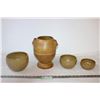 Image 1 : (3) Pottery Bowls + Pottery Vase