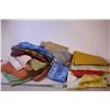 Image 1 : Assorted Fabrics and plastic and Fabric Tablecloths