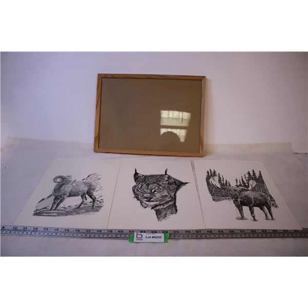 (3) Hap Wilson Wildlife Prints + Frame