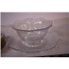Image 3 : Assorted Glassware (including 6 Saucers, Candy Dishes, and Tea Cup/Saucer)
