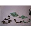 Image 2 : Glass Slides Painted with Flowers, Door Hardware, and a Bell