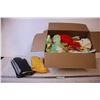 Image 1 : Box of Vintage Clothes and (2) Pairs of Oven Mitts
