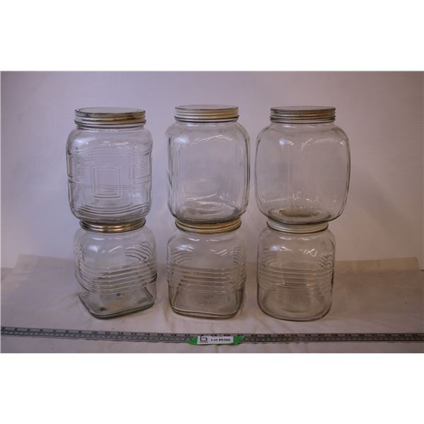 (6) Large Glass Jars w/ Lids