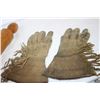 Image 3 : Antique Rolling Pin And Vintage Ladies Leather Riding Gloves w/ Fringe