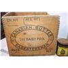Image 6 : *(4) Antique Tins + Wooden (Saskatchewan) Butter Crate