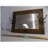 Wood Framed Mirror with Cast Iron Hooks - 18x24