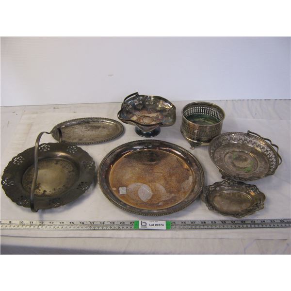 (7) Assorted Silver Plated Serving Platters