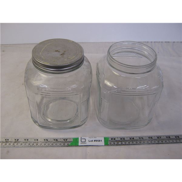 (2) Vintage coffee jars, 1 with lid, 1 without