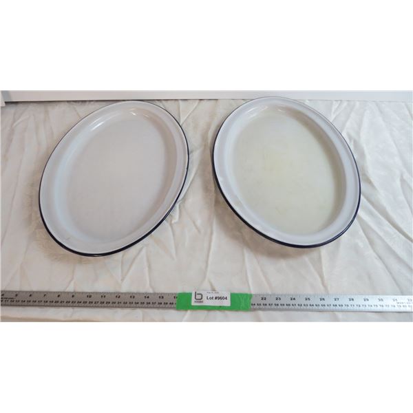 (2) Enamel Platters
