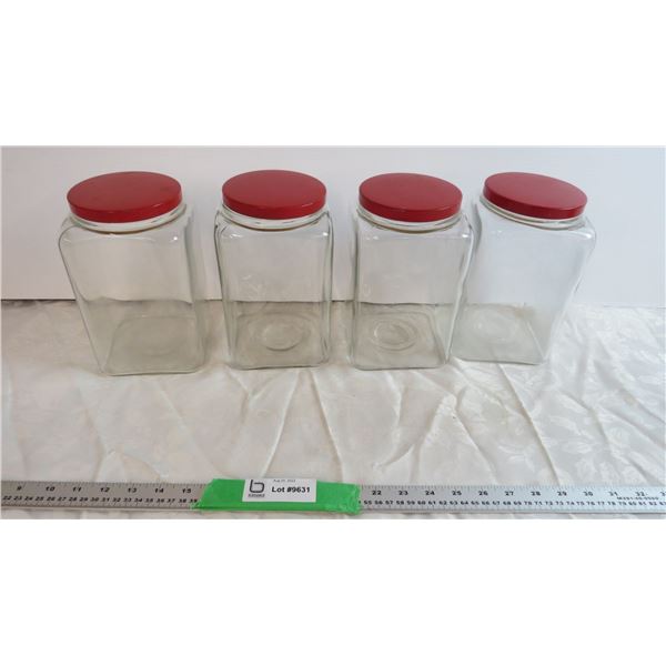 (4) Glass cube containers with lids