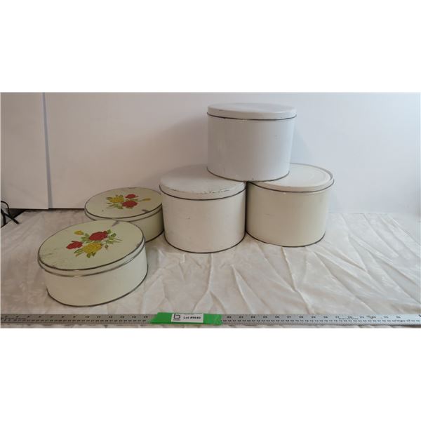 *(5) tin storage containers