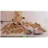 Image 1 : Vintage Teddy bear + Wooden Toy Trains with Tracks