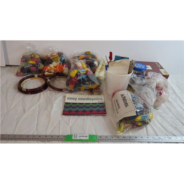 Assorted Yarn and knitting tools