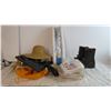 Image 1 : Assorted Hats and bags with pants iron board