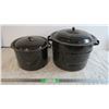 Image 1 : (2) Enamel Pots with lids