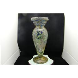 Sasaki Green & Blue Vase Crystal Hand Crafted 13"