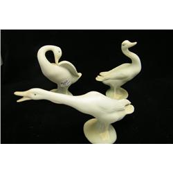 LLadro Set Of Three Swans - Largest Is 6" H