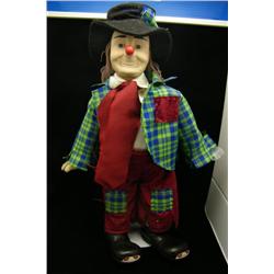 Clown Doll With Bisque Face - 19" H - Has Stand