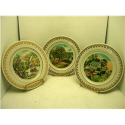 Currier & Ives 8" Plates - Winter, Summer & Autumn