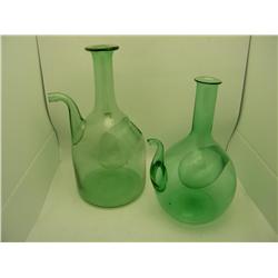 2 Hand Blown Wine Bottles - 13" H