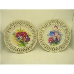 2 Hand Painted Plates SIGNED Manon - 8"
