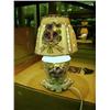Image 2 : Ceramic Lamp With Purple Flowers - 11" H