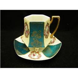 Cup & Saucer - Hand Painted 5" H - Shafford, Japan