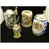 Image 1 : 4 Assorted Steins - Largest Is 6" H