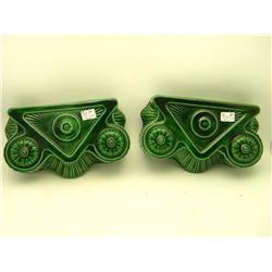 Pair Pope Original Green Wall Pockets 7" W x 4" L