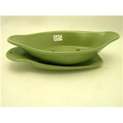 2 Pieces Green Glassware By Pfaltzgraff 8.5" Long