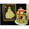 Image 1 : Framed Girl In Ruffled Dress And Musical Teapot -