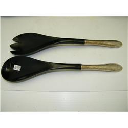 Antique Silver & Bakelite Salad Set - 12"