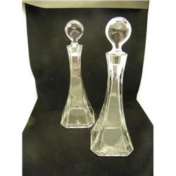 2 Crystal Wine Decanters - 14" H