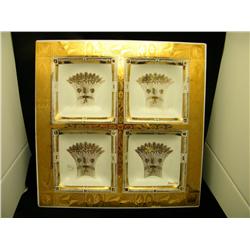 4 Section Serving Plate With Gold Trim - 15"