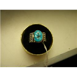 Turquoise And Sterling Navajo Ring-Size 8-Signed