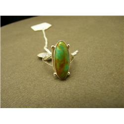 Green Turquoise And Sterling Navajo Ring-Size 9.5-
