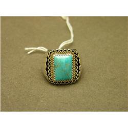 Turquoise And Sterling Navajo Ring - Size 10 -