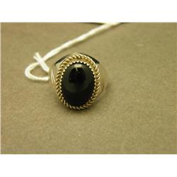 Onyx And Sterling Ring - Size 10 - Signed Carlos